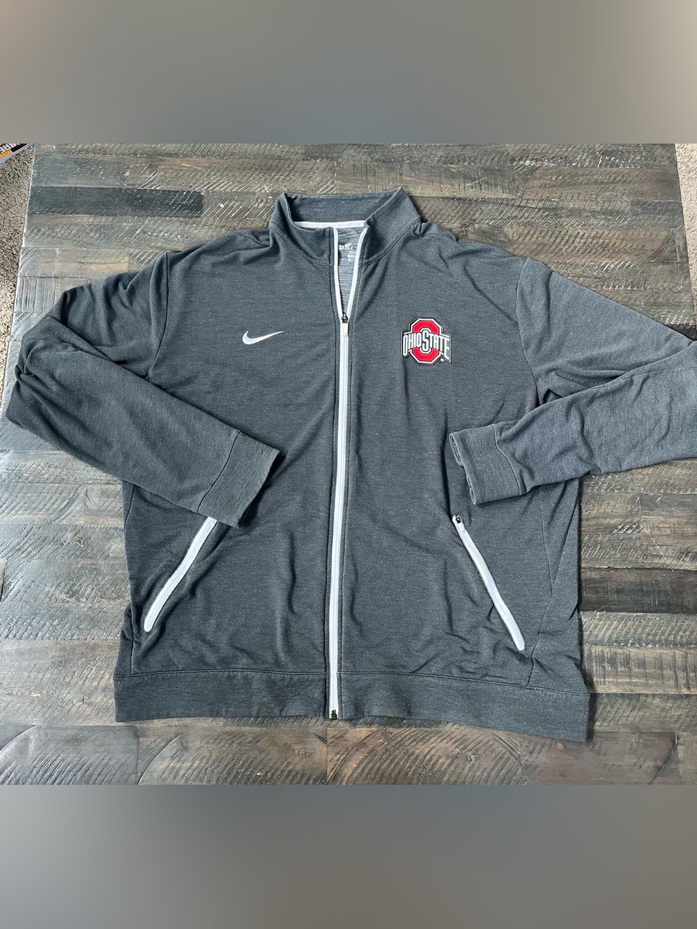 Nike Dri-Fit Ohio State Buckeyes Full Zip Track Jacket Gray XXL